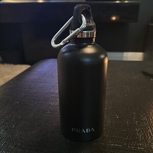 Prada Black Water Bottle with Silver Accent